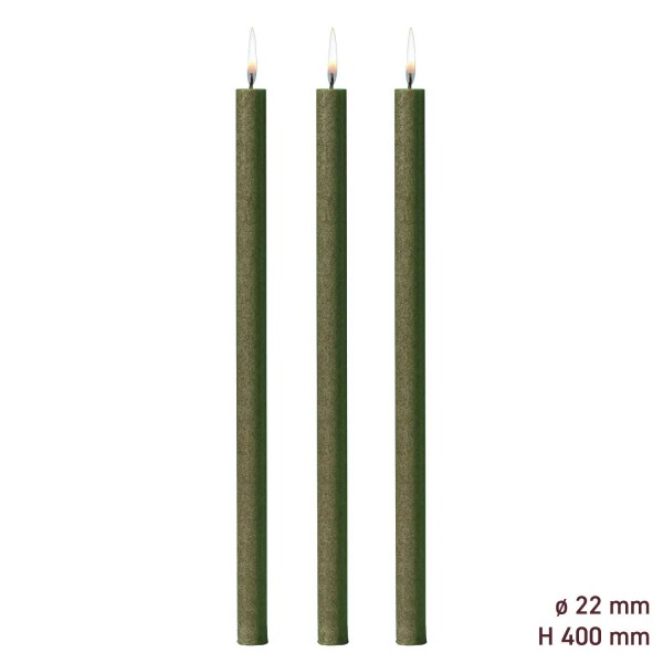 Kerze-Stabkerze-Amabiente- Runde Kerze- Hohe Kerze-Lange Kerze-Stearin Kerze-Kerze fango grün