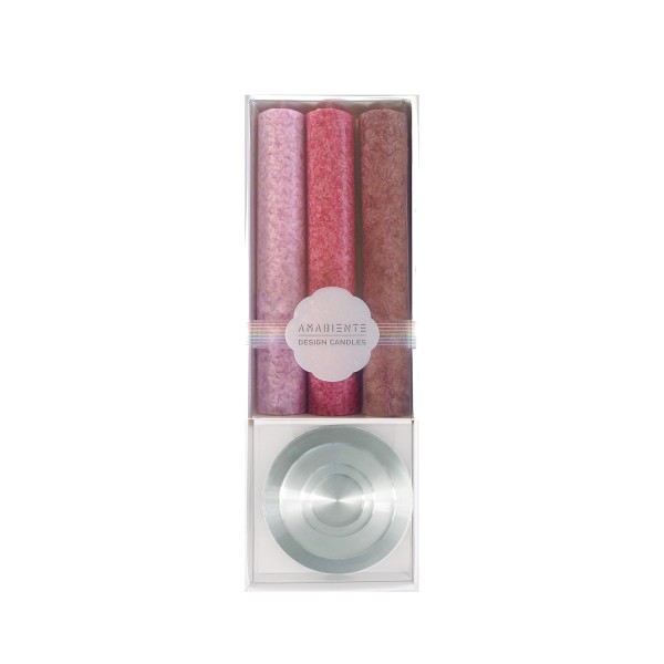 Gift box RONDO short stick candles with RL6 candlestick